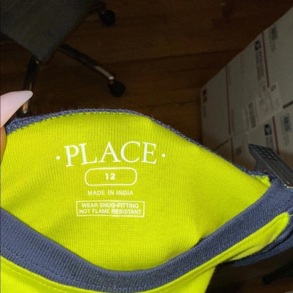 Place Neon Green and Navy Raglan 'NOPE. I'M GOING BACK TO BED' Tee - Picture 2 of 2